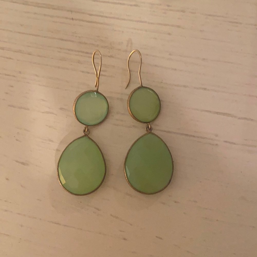 Green stone drop earrings